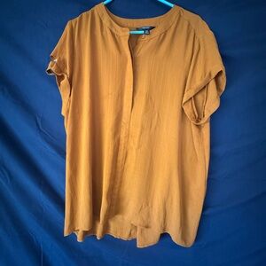 Simply Vera Vera Wang Mustard Short-Sleeve Split-Neck Blouse